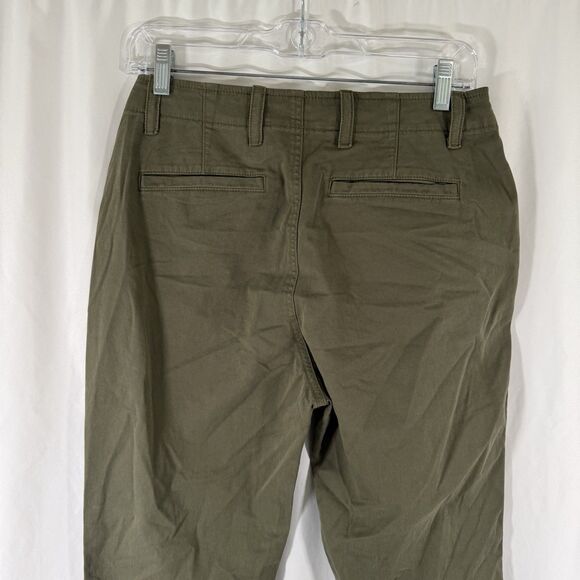 Gap Downtown Khaki Pants Women's 6 Green Mid Rise Pockets Flat Front Cotton Bl - Picture 9 of 10